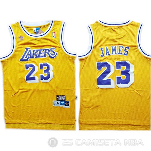 Camiseta Lebron James #23 Los Angeles Lakers Amarillo - Haga un click en la imagen para cerrar
